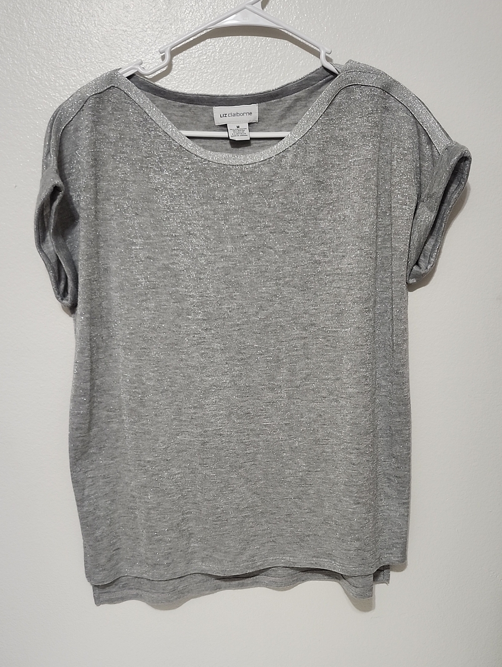Liz Claiborne Silver Heather Short Sleeve Tee